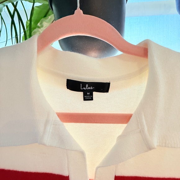 Softly Posh Ivory Striped Sweater Knit Collared Mini Shift Dress - Picture 3 of 7